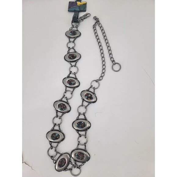 No Boundaries Women's Metal Chain Belt - Resin Rocks -  Stone Design -  Size M/L - Picture 10 of 11